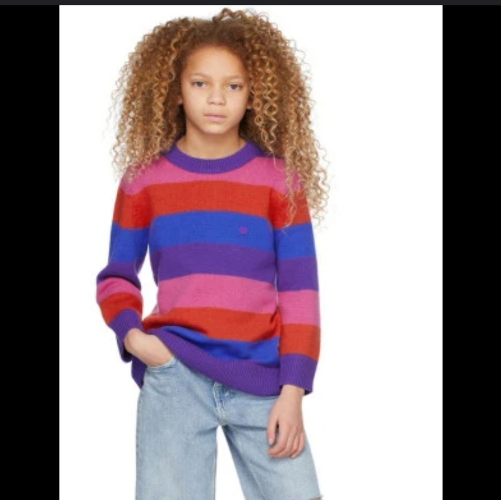 NWT Acne Studios Wool Multicolor Striped Sweater in‎ Purple Multi (2-10Y) #0574